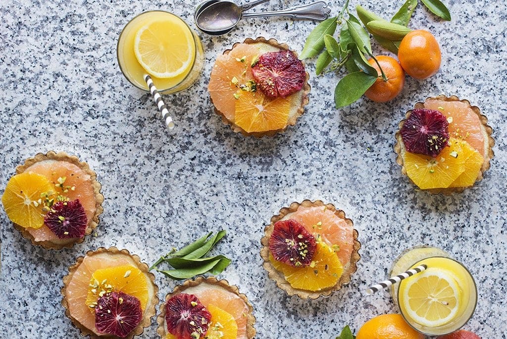 food photography of citrus tarts