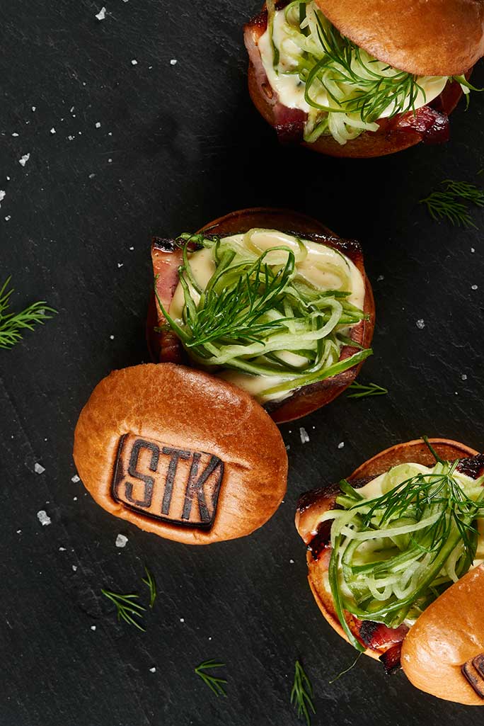 food photography of burgers at STK